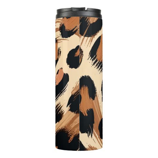 Schwarzweißcreme-Leopard-Tierdruck Thermosbecher (Rückseite)