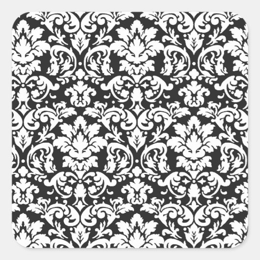 Schwarzweißdamtel geblüht quadratischer aufkleber (Vorderseite)