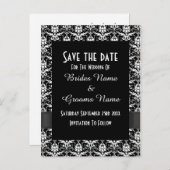 Schwarzweißdamtel Save the Date Ankündigungspostkarte (Vorne/Hinten)
