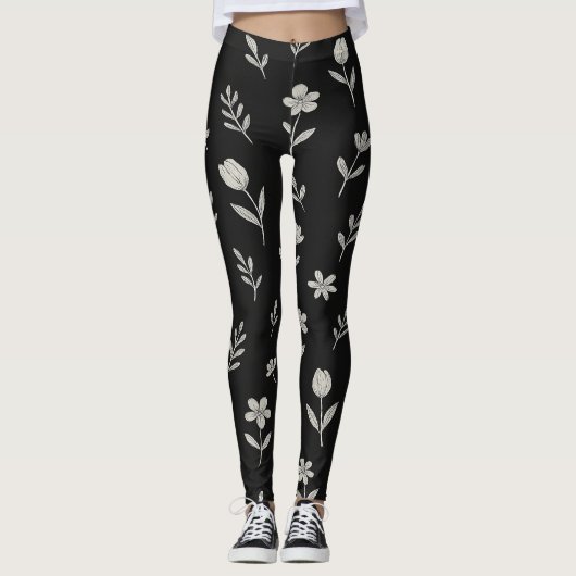 Schwarzweißdesign Leggings (Vorderseite)