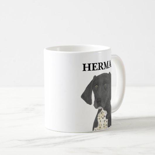 Schwarzweißdeutsch Kurzzeiger Kaffeetasse (VorderseiteRechts)