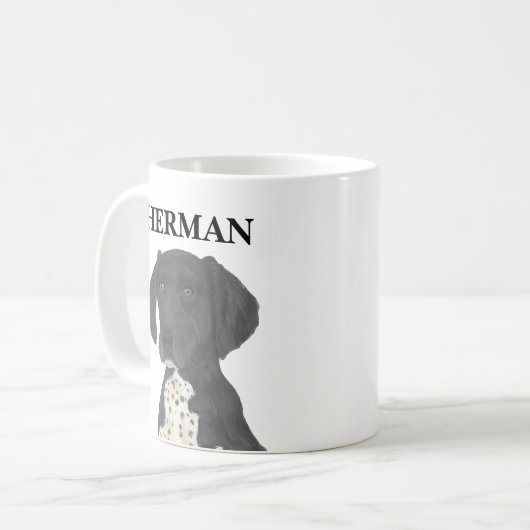 Schwarzweißdeutsch Kurzzeiger Kaffeetasse (Vorderseite Links)