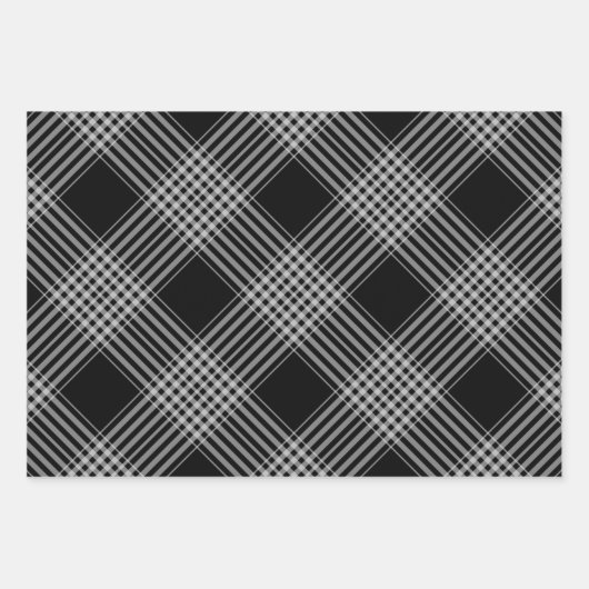 Schwarzweißdiagonale kariert geschenkpapier set (Vorderseite 2)