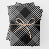 Schwarzweißdiagonale kariert geschenkpapier set (Beispiel)