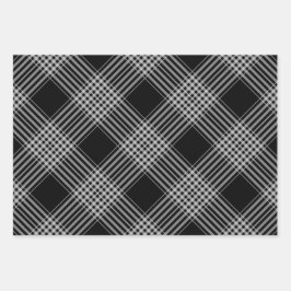 Schwarzweißdiagonale kariert geschenkpapier set