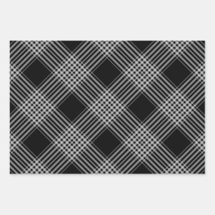 Schwarzweißdiagonale kariert geschenkpapier set