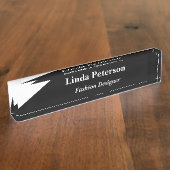 Schwarzweißdiagonale Namensplakette (Seite)