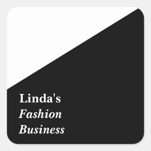 Schwarzweißdiagonale Quadratischer Aufkleber (Vorderseite)