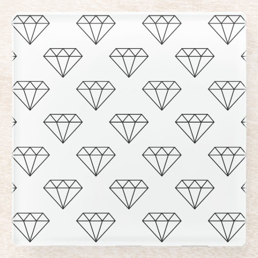 Schwarzweißdiamanten Glasuntersetzer (Vorderseite)