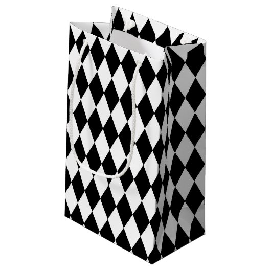 Schwarzweißdiamanten Kleine Geschenktüte (Rückseite Schrägansicht)