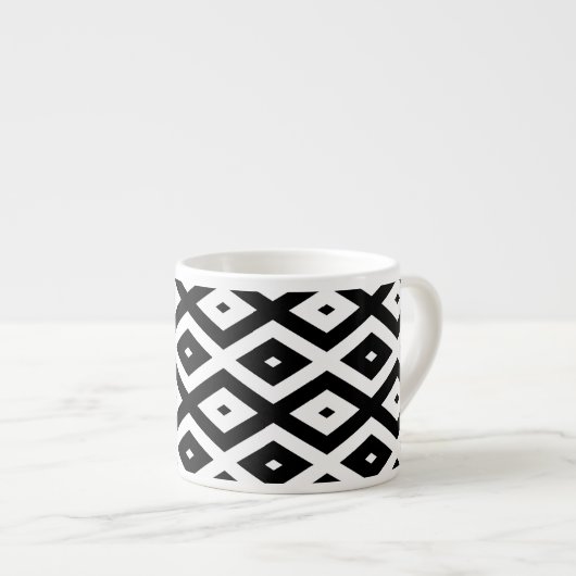 Schwarzweißdiamantmuster Espressotasse (Vorderseite Rechts)