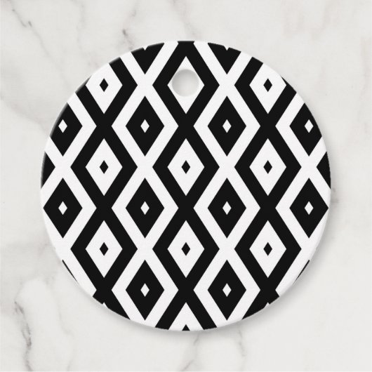 Schwarzweißdiamantmuster Geschenkanhänger (Vorderseite)