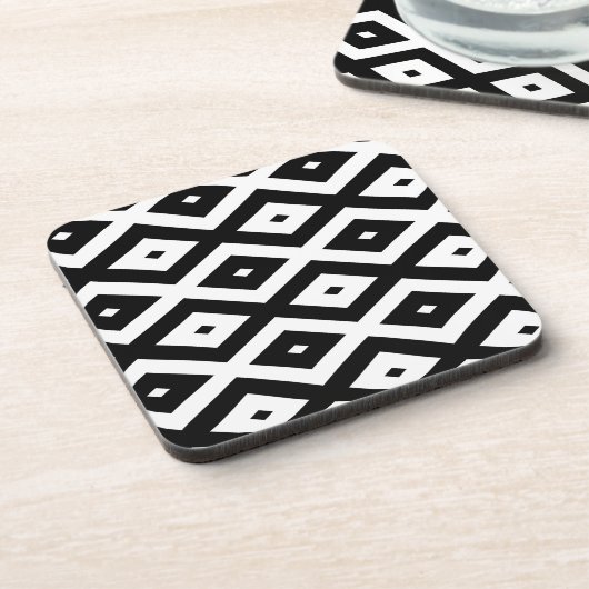Schwarzweißdiamantmuster Getränkeuntersetzer (Linke Seite)