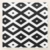 Schwarzweißdiamantmuster Glasuntersetzer (Vorderseite)