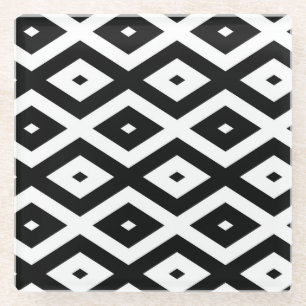 Schwarzweißdiamantmuster Glasuntersetzer
