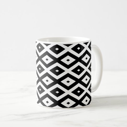 Schwarzweißdiamantmuster Kaffeetasse (VorderseiteRechts)