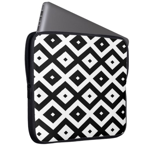 Schwarzweißdiamantmuster Laptopschutzhülle (Vorne Rechts)