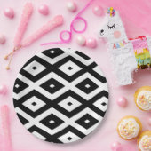 Schwarzweißdiamantmuster Pappteller (Party)