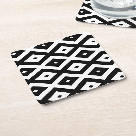 Schwarzweißdiamantmuster Rechteckiger Pappuntersetzer (angewinkelt)