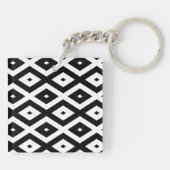 Schwarzweißdiamantmuster Schlüsselanhänger (Rückseite)