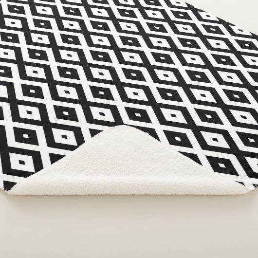 Schwarzweißdiamantmuster Sherpadecke (3/4)