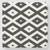 Schwarzweißdiamantmuster Steinuntersetzer (Vorderseite)