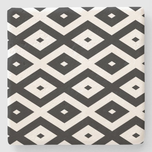 Schwarzweißdiamantmuster Steinuntersetzer (Vorderseite)