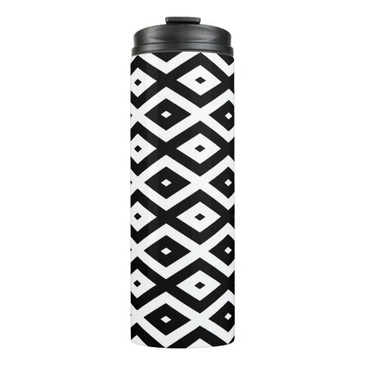 Schwarzweißdiamantmuster Thermosbecher (Vorderseite)