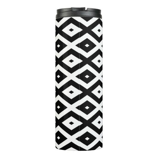 Schwarzweißdiamantmuster Thermosbecher (Rückseite)