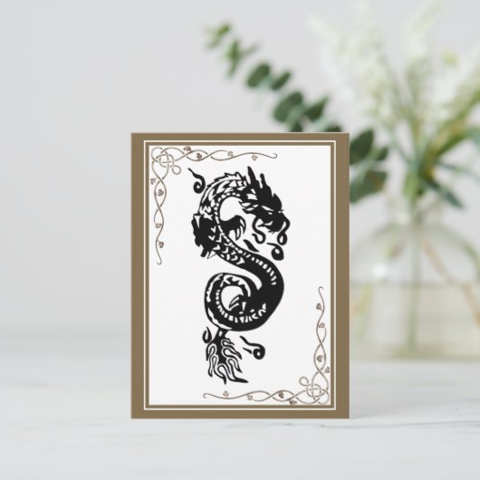 Schwarzweißdrache Postkarte (Stehend Vorderseite)