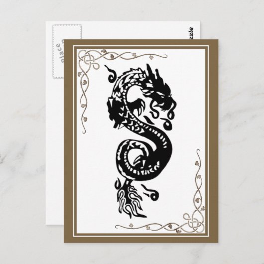 Schwarzweißdrache Postkarte (Vorne/Hinten)