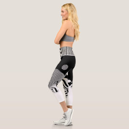 Schwarzweißdruck Capri Leggings