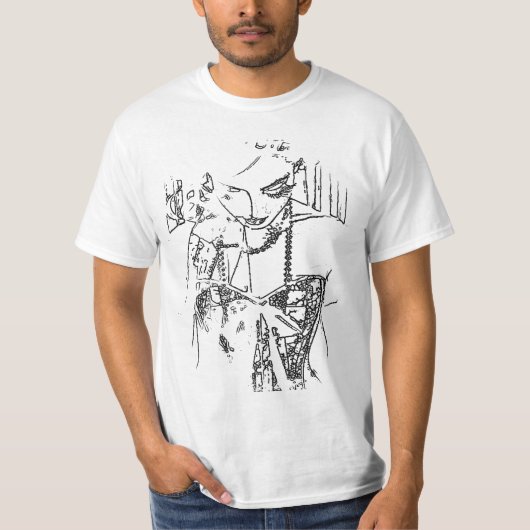 Schwarzweißdruck der Pose für Shirt in Schwarzweiß (Vorderseite)