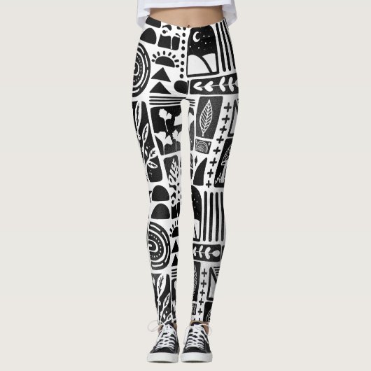 Schwarzweißdruck Leggings (Vorderseite)
