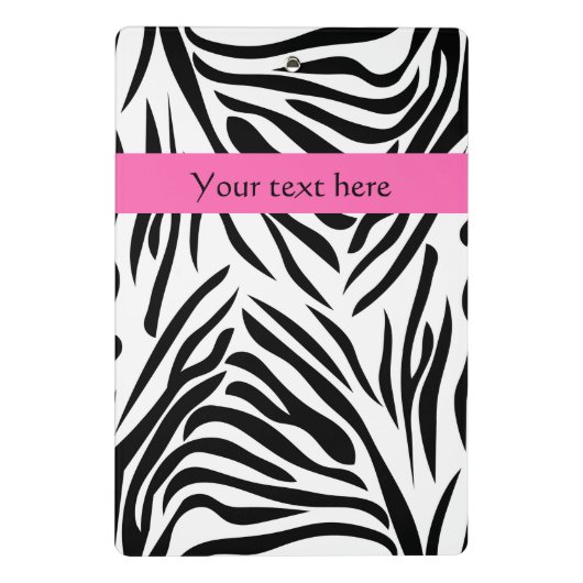 Schwarzweißdruck mit weißem Zebra mit Hot Rosa Mini Klemmbrett (Rückseite)