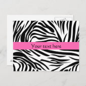 Schwarzweißdruck mit weißem Zebra mit Hot Rosa Postkarte (Vorne/Hinten)