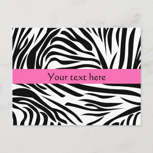 Schwarzweißdruck mit weißem Zebra mit Hot Rosa Postkarte (Vorderseite)