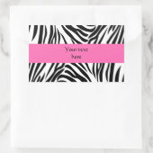 Schwarzweißdruck mit weißem Zebra mit Hot Rosa Rechteckiger Aufkleber (Tasche)