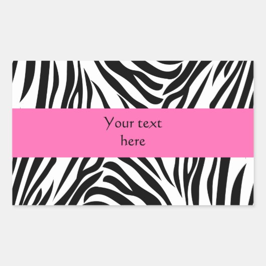 Schwarzweißdruck mit weißem Zebra mit Hot Rosa Rechteckiger Aufkleber (Vorderseite)