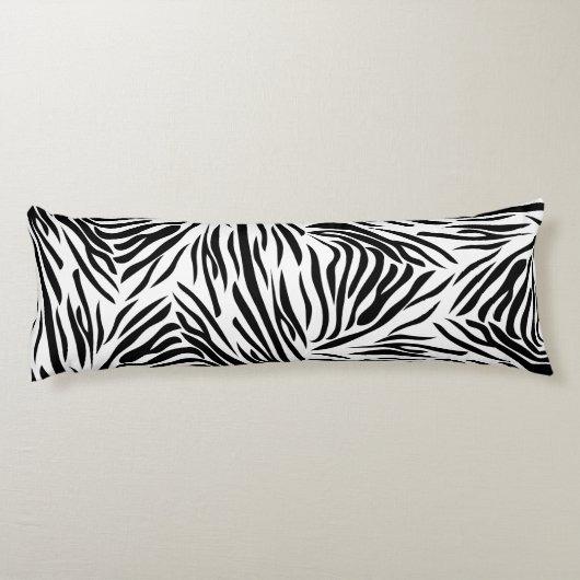 Schwarzweißdruck mit weißem Zebra mit Hot Rosa Seitenschläferkissen (Rückseite)