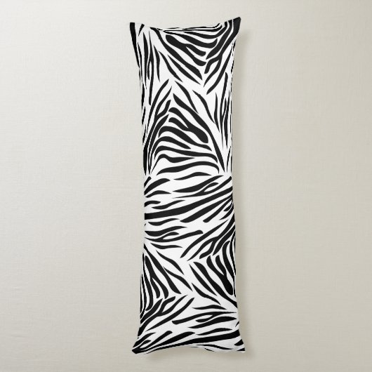 Schwarzweißdruck mit weißem Zebra mit Hot Rosa Seitenschläferkissen (Rückseite (Vertikal))