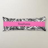 Schwarzweißdruck mit weißem Zebra mit Hot Rosa Seitenschläferkissen (Vorderseite)