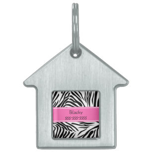 Schwarzweißdruck mit weißem Zebra mit Hot Rosa Tiermarke