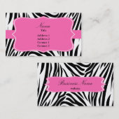 Schwarzweißdruck mit weißem Zebra mit Hot Rosa Visitenkarte (Vorne/Hinten)