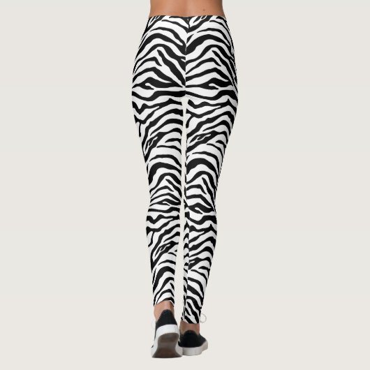 Schwarzweißdruck mit Zebra-Streifen Leggings (Rückseite)