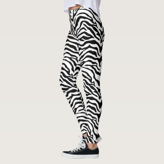 Schwarzweißdruck mit Zebra-Streifen Leggings (Links)