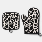 Schwarzweißdruck Ofenhandschuh & Topflappen-Set (Vorderseite)