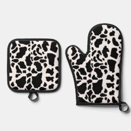 Schwarzweißdruck Ofenhandschuh & Topflappen-Set