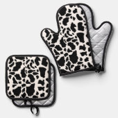 Schwarzweißdruck Ofenhandschuh & Topflappen-Set (Vorderseite/Rückseite)