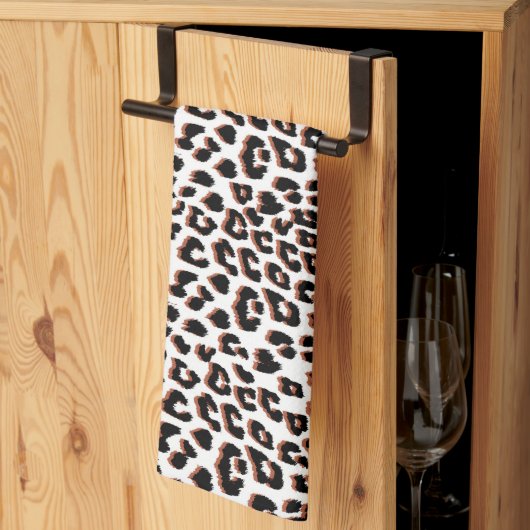 Schwarzweißdruck und Weißleopard Geschirrtuch (Drittel gefaltet)